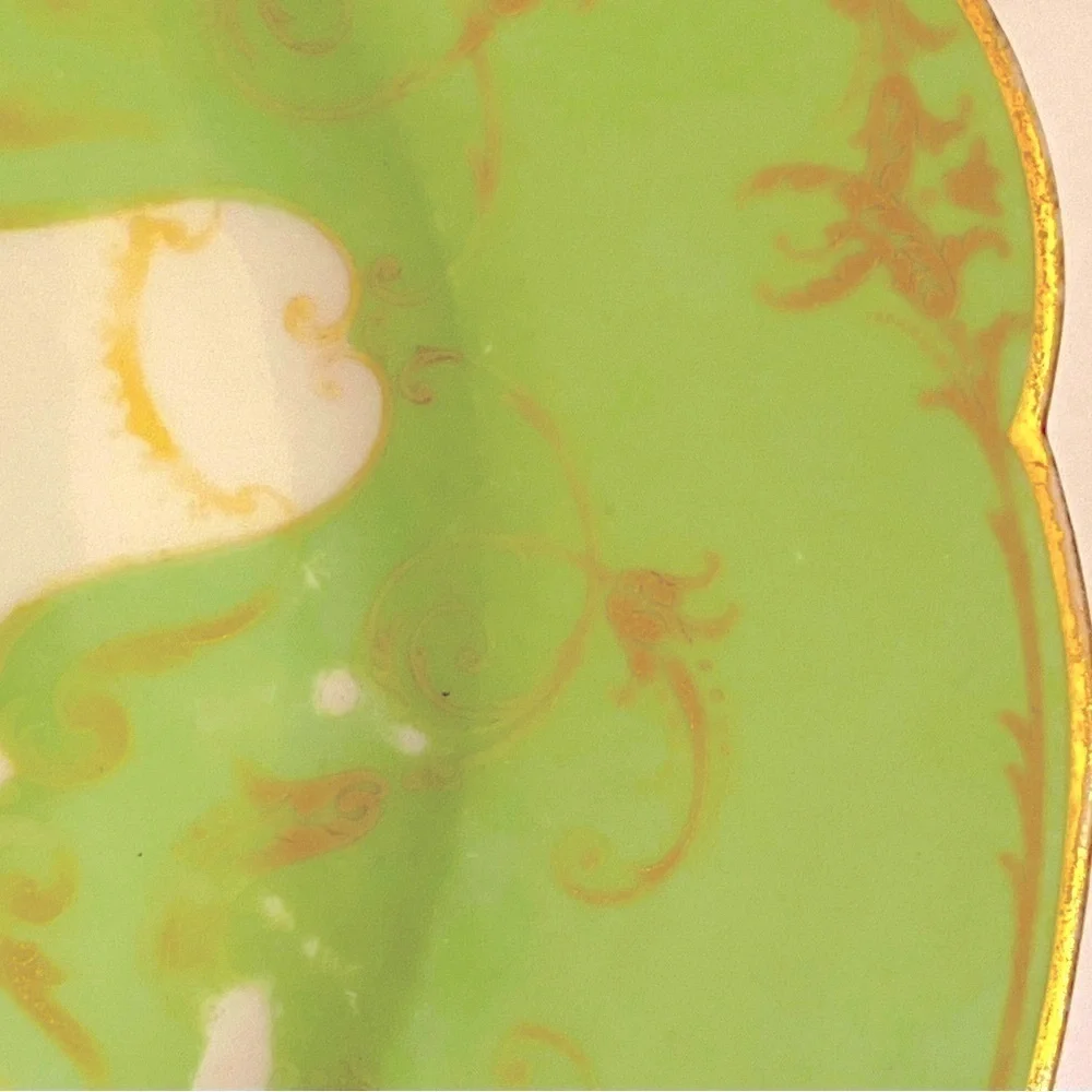 Antique Haviland Green and Gold Scalloped Dinnerware Plates 2